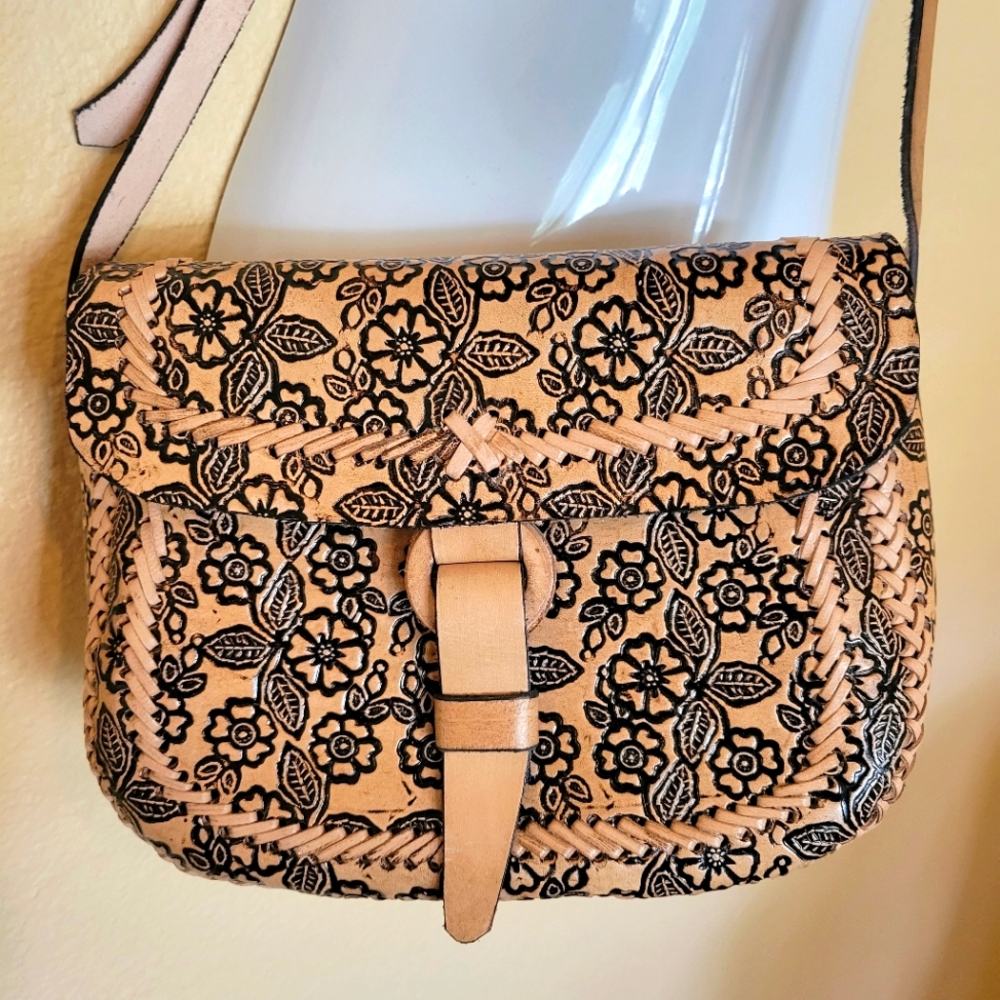 NWOT Hand Tooled Leather Crossbody